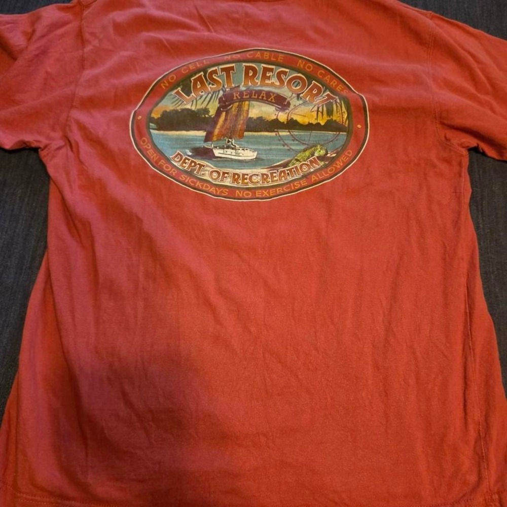 Newport Blue Graphic T-Shirt Mens XL Red Last Resort Island  Tiki Bar - Picture 5 of 5
